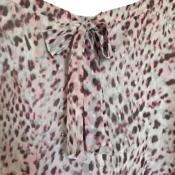 Talbots Leopard Print Blouse Womens Large Pink Transitional Top Animal Print - Picture 3 of 10